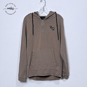 Vanquish Fitness Essential Quarter‎ Zip Hoodie Taupe Brown Men L